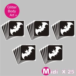 25 midi sized bat stencils for temporary tattoos