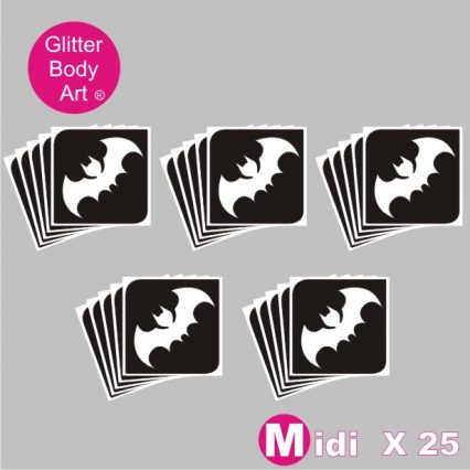 25 midi sized bat stencils for temporary tattoos