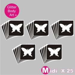 midi sized butterfly temporary tattoo stencils for children's glitter tattoos