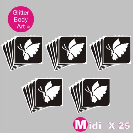 children's midi sized butterfly temporary tattoo stencils for glitter tattoos