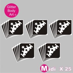 25 midi princess crown temporary tattoo stencils for glitter tattoos