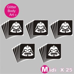 25 midi sized darth vadar temporary tattoo stencils for Star wars glitter tattoos