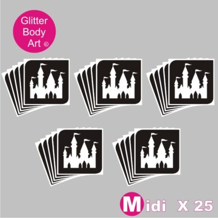 25 midi disney princess castle temporary tattoo stencil for glitter tattoos