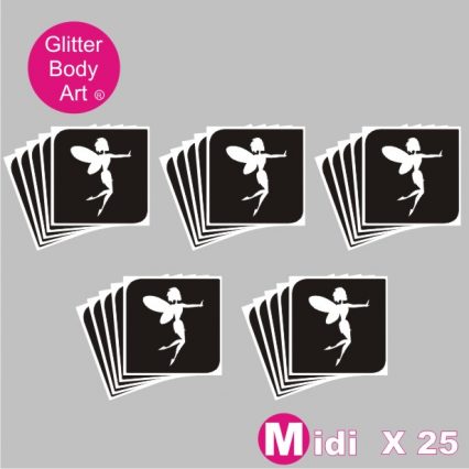 25 midi sized tinkerbell fairy temporary tattoo stencils for glitter tattoos