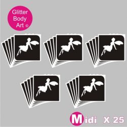 25 midi sized tinkerbell fairy temporary tattoo stencils for glitter tattoos