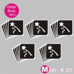 25 midi fairy wand temporary tattoo stencils for glitter tattoos