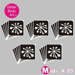 25 midi firework temporary tattoo stencils for glitter tattoos