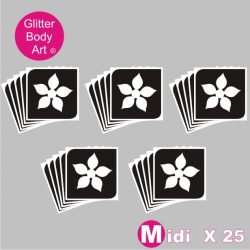 25 midi flower temporary tattoo stencils for glitter tattoos