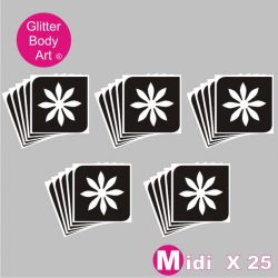 25 midi sized daisy temporary tattoo stencils for glitter tattoos