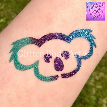 Koala temporary tattoos for kids, Koala glitter tattoo stencil