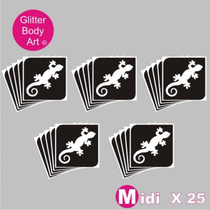 25 midi lizard/gecko temporary tattoo stencils for glitter tattoos