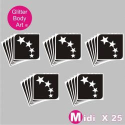 25 midi stars temporary tattoo stencils for glitter tattoos