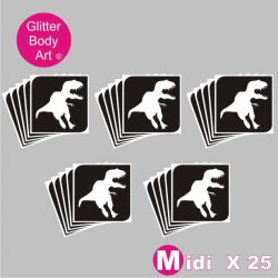 25 midi t-rex dinosaur temporary tattoo stencils for glitter tattoos