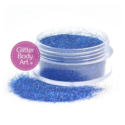 5 gram jar of navy blue iridescent loose glitter for glitter tattoos