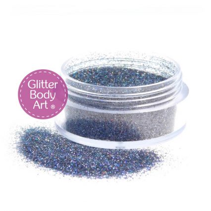 Navy Blue holographic loose body glitter in 10ml jar for glitter tattoos