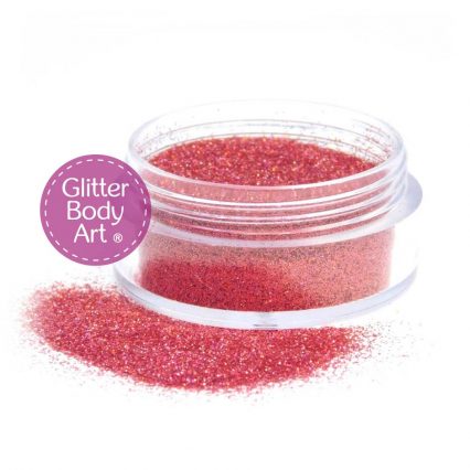 5 gram jar of pink holographic body glitter for use with temporary tattoos