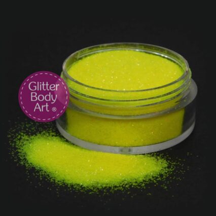 neon yellow glitter makeup and glitter tattoos