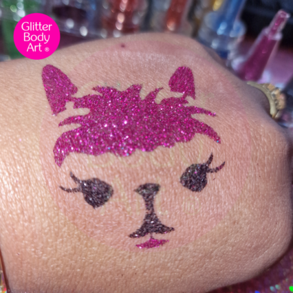 llama glitter tattoo