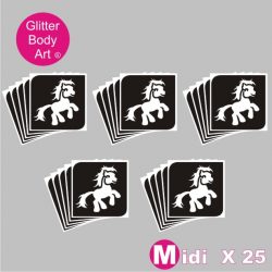 25 midi My Little Pony temporary tattoo stencils for glitter tattoos