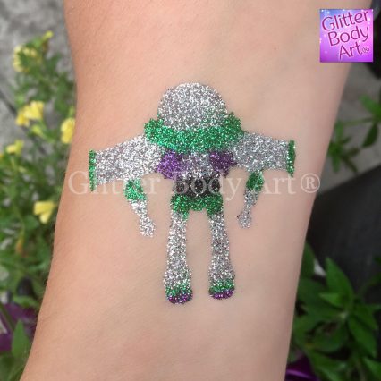 buzz light temporary tattoo stencil for Toy Story Brithday Party theme glitter tattoos