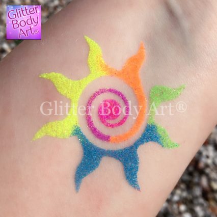 Swirly Sun Temporary tattoo stencils for kids glitter tattoos