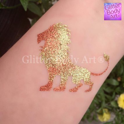 Lion King temporary tattoo stencil, Lion glitter tattoo