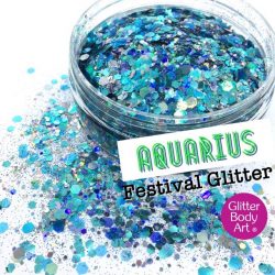 blue cosmetic face and body chunky glitter
