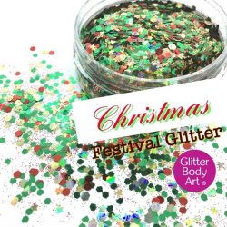 chrsitmas festival glitter mix for festival makeup on the face