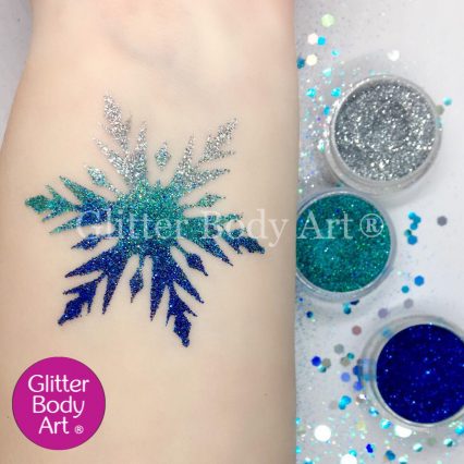 Snowflake temporary tattoo, winter snowflake glitter tattoo stencil