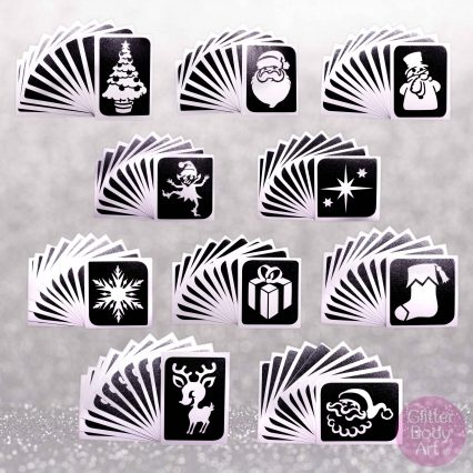 Christmas stencil Designs, christmas temporary tattoos, christmas glitter tattoos, festive stencils,