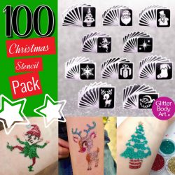 100 Christmas stencil designs for glitter tattoos