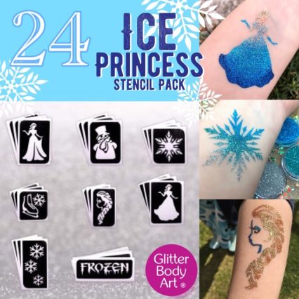 ice princess glitter tattoos for girls birthday party theme