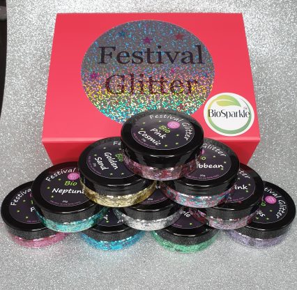 Bioglitter chunky glitter for faces, kit of chunky festival glitters