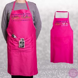 pink apron, glitter tattoo apron, face painting apron, apron
