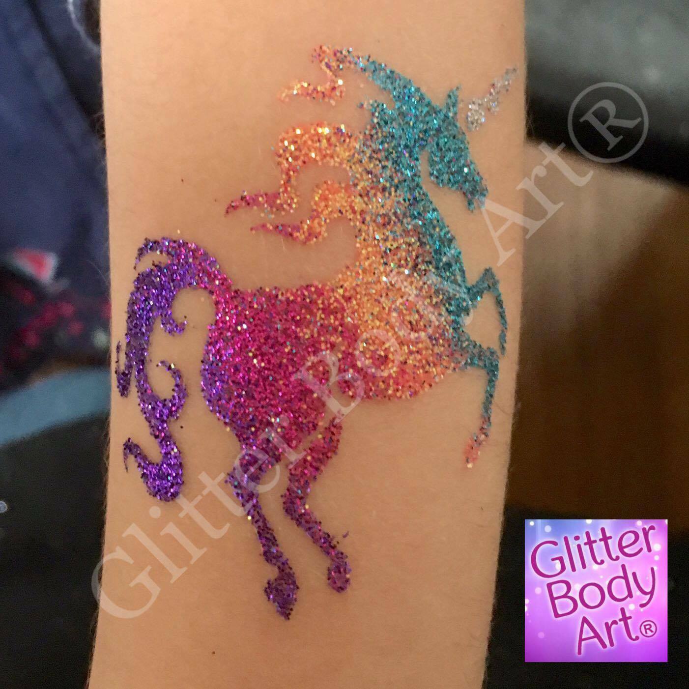 unicorn glitter tattoo, unicorn temporary tattoo party