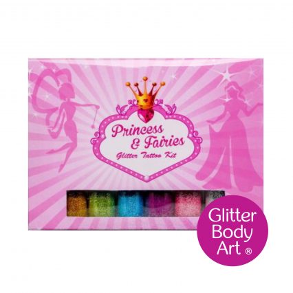 pink glitter tattoo kit box with glitters