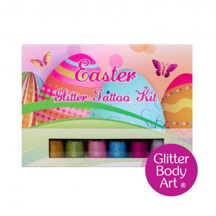 easter glitter tattoo kit with easter stencils and glitters