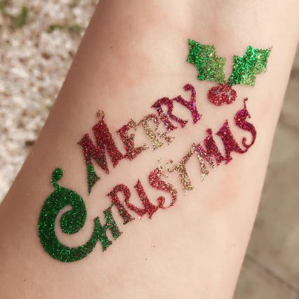 Merry Christmas Glitter Tattoo