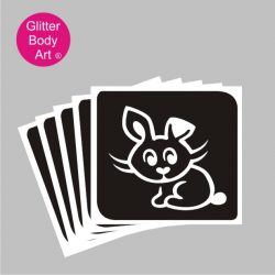 cute bunny rabbit glitter tattoo stencil, bunny temporary tattoo stencil