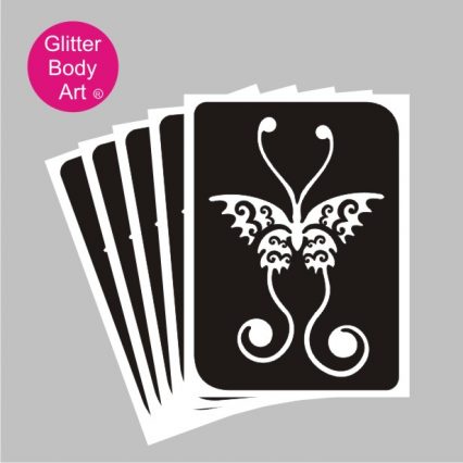 long pretty butterfly glitter tattoo stencil