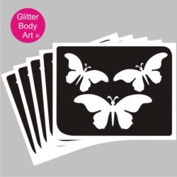 three beautiful flying butterfly temporary tattoo stencil