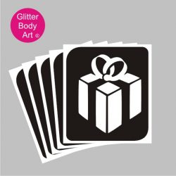 christmas present glitter tattoo stencil with bow