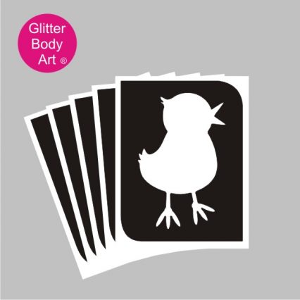 easter chick glitter tattoo stencil, chick temporary tattoo stencil