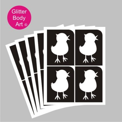 easter chick glitter tattoo stencil, baby chick temporary tattoo