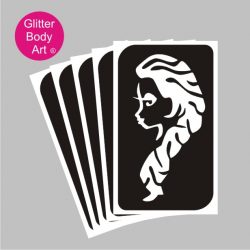 Pretty princess with long hair, Repunzel temporary tattoo stencil, elsa stencil