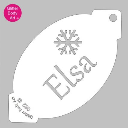 elsa word with snowflake facepaint stencil