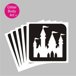 disney princess castle stencil for temporary tattoo, set of 5 or 25