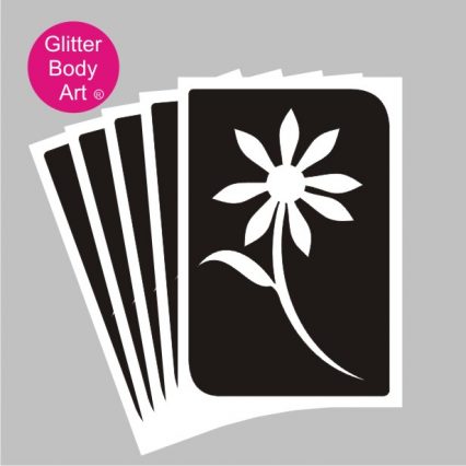 large daisy flower on stem temporary tattoo stencil