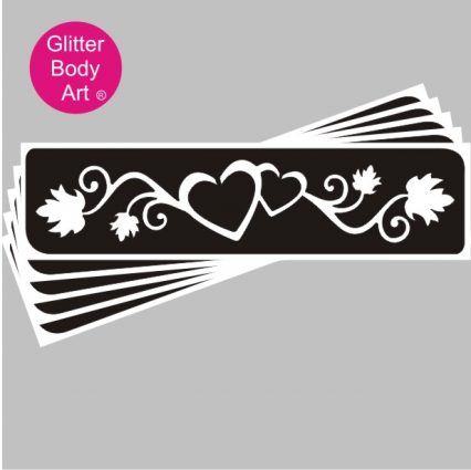 double hearts with vines each side, heart temporary tattoo stencil