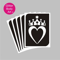 heart with beautiful crown temporary tattoo stencil